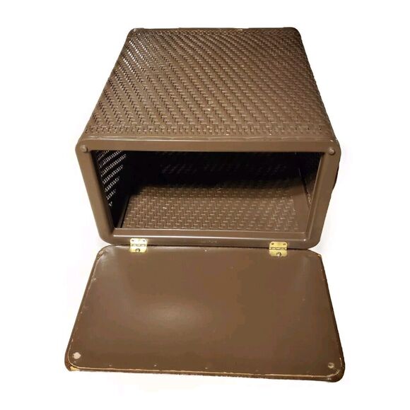 VTG 1975 Wicker Clothes Hamper Burlington Basket Company Chocolate 22.5x19.5x10 - Picture 4 of 16